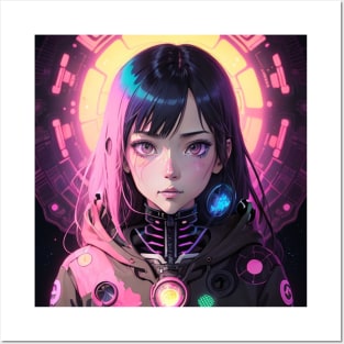 Adorable Characters Galore: Anime Girl Cute Kawaii Delights Cyberpunk Space Universe Posters and Art